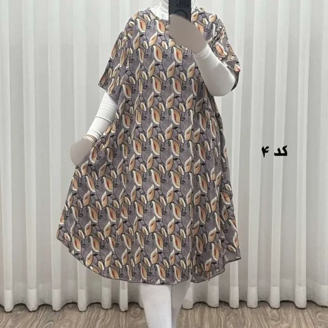 پیراهن ساحلی زنانه نخی آستین کوتاه فری سایز مناسب تا سایز 52 (3)
