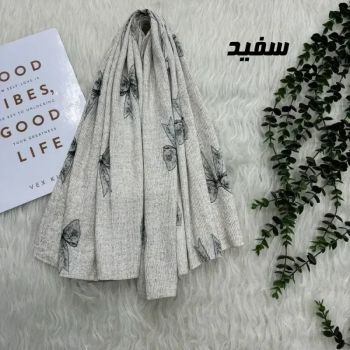 شال نخی برشکا پاپیون لمه مشکی روزمره قواره 184 در 67 سانت