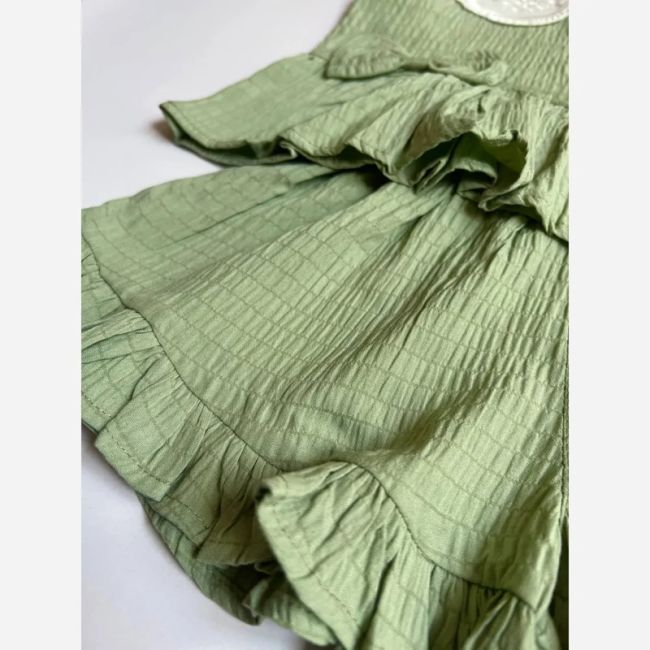 ست دو تکه تابستانه دخترانه تاپ و شلوارک جنس اطلس سایز 1 تا 7 سال رنگ صورتی و سبز