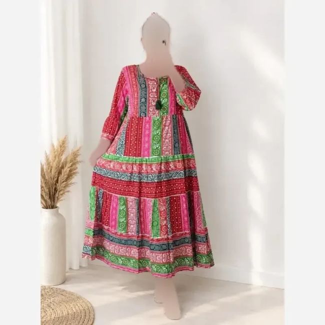 کرتی هندی سنتی قد 140 سایز 42 تا 52
