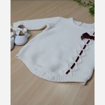 بادی بافت وارداتی نوزادی و بچگانه رنگ سفید سایز 90