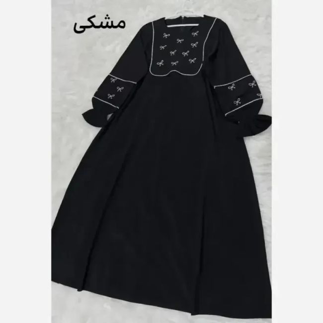 مانتو عبایی پاپیون الیزه درجه یک فری سایز رنگ مشکی و موکا
