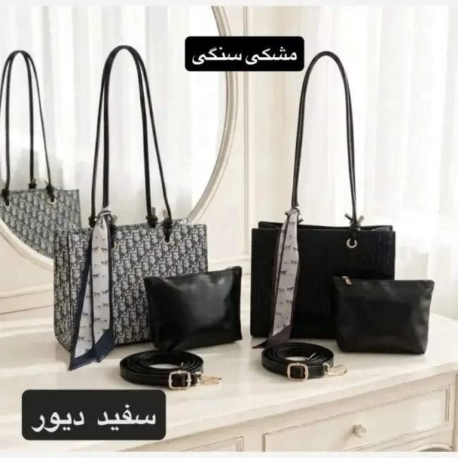 کیف زنانه چرم مصنوعی روزمره مجلسی با بند بلند و آستر ساتن