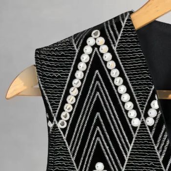وست زنانه کتان مخمل سوزندوزی سنتی فری سایز