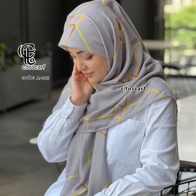 روسری مجلسی طرح افرا نخ کاستوم سیتو قواره بزرگ 140x140 لیز نیست