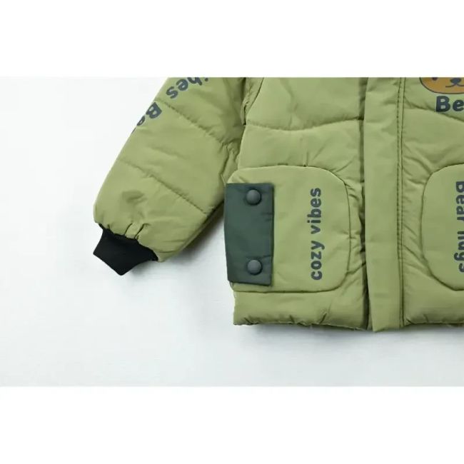 کاپشن پسرانه BEAR سبز شمعی آستر خز پاییزه و زمستانه