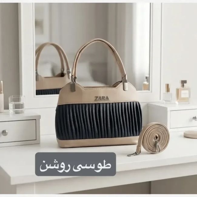 کیف زنانه چرم مصنوعی مجلسی دو بند جیب دار