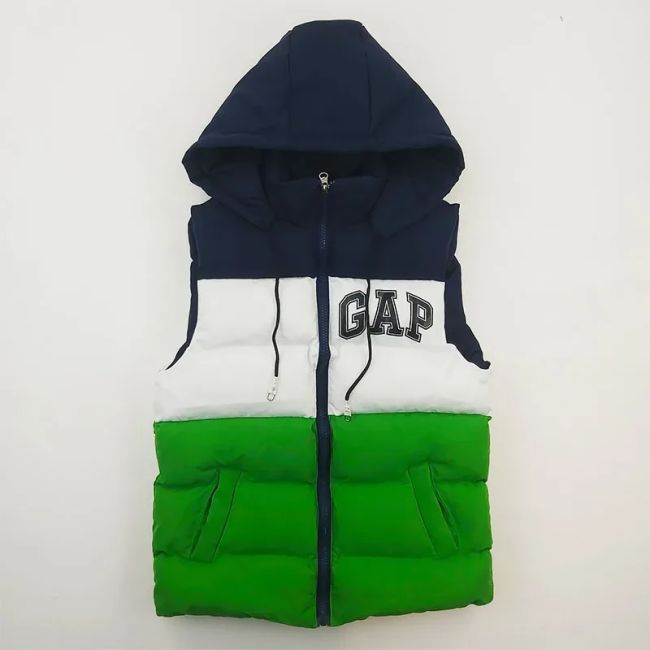 پافر پسرانه GAP سبز سه رنگ شمعی جیبدار