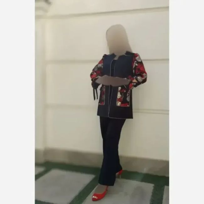 کت و شلوار زنانه طرح گلناز کرپ مازراتی آستین ژاکارد