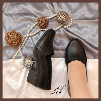 کفش طبی زنانه پاشنه دار مدل هلالی رویه چرم بیاله درجه یک پاشنه 5 سانت