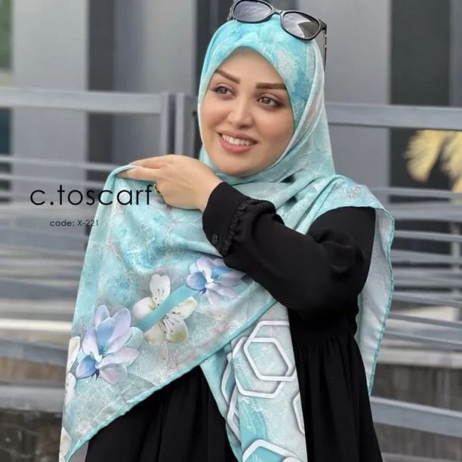 روسری نخ کاستوم طرح مریم قواره بزرگ 140 سانتیمتر سیتو