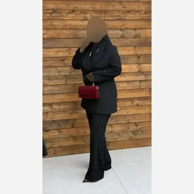 کت شلوار مجلسی زنانه میترا پارچه مازراتی دبل رنگ مشکی