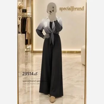 ست شومیز اورال جنس لینن و سوپر سافت رنگ بندی مشکی آبی آسمانی قهوهای سرمهای سایز 38 تا 46