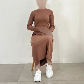 پیراهن ماکسی زنانه کبریتی آستین بلند مناسب سایز 38 تا 44