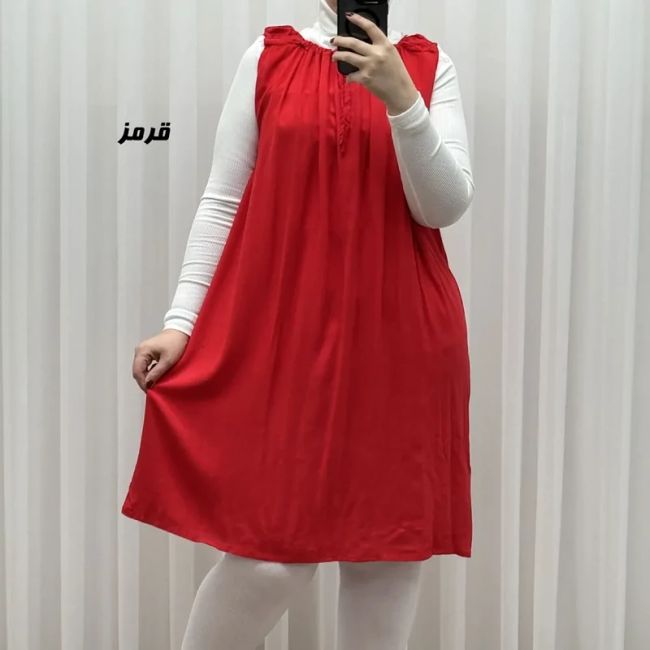 سارافون نخی زنانه کوتاه ساده فری سایز مناسب تا سایز 52