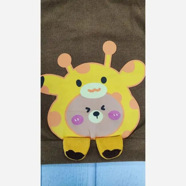 ژاکت بافت فانتزی بچگانه طرح زرافه قهوهای