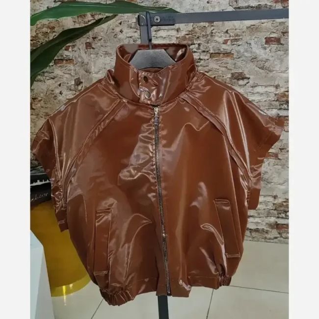 وست چرم دخترانه فری سایز جلو زیپدار مدل طناز