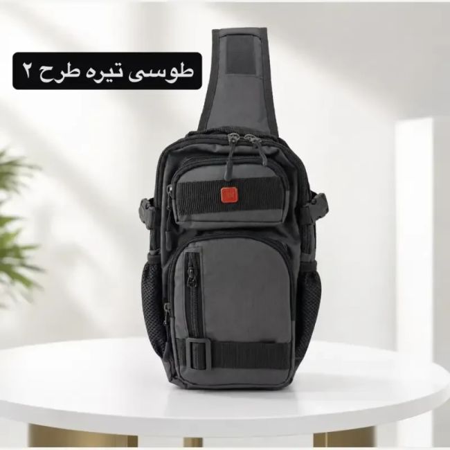 کیف مردانه اسپرت و روزمره پارچه ای طوسی ابعاد 33 در 17 سانتیمتر