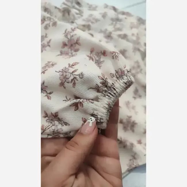 ست شومیز و شلوار دخترانه مخمل کبریتی و کتان گلصورتی سایز 2 تا 8 سال (2)