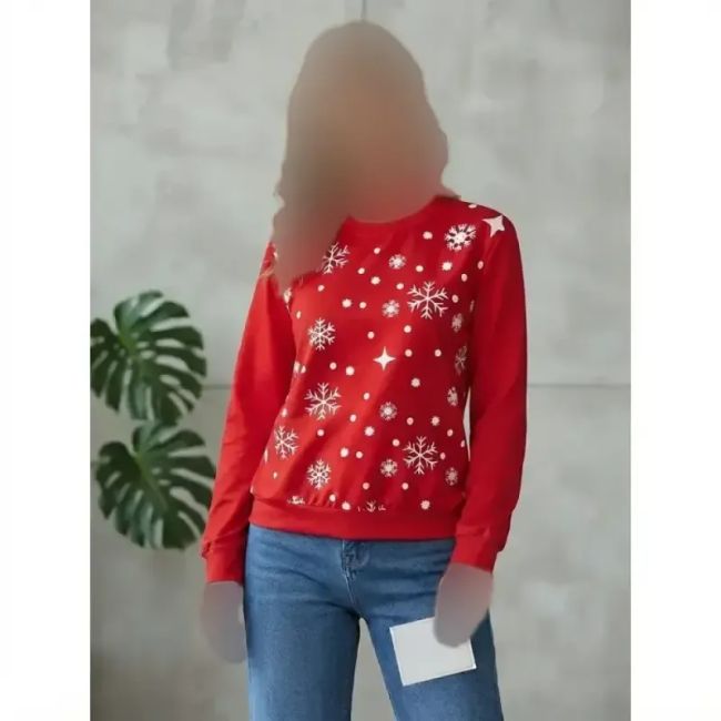 بلوز دورس زنانه یقه گرد طرح برفی سایز 36 تا 44