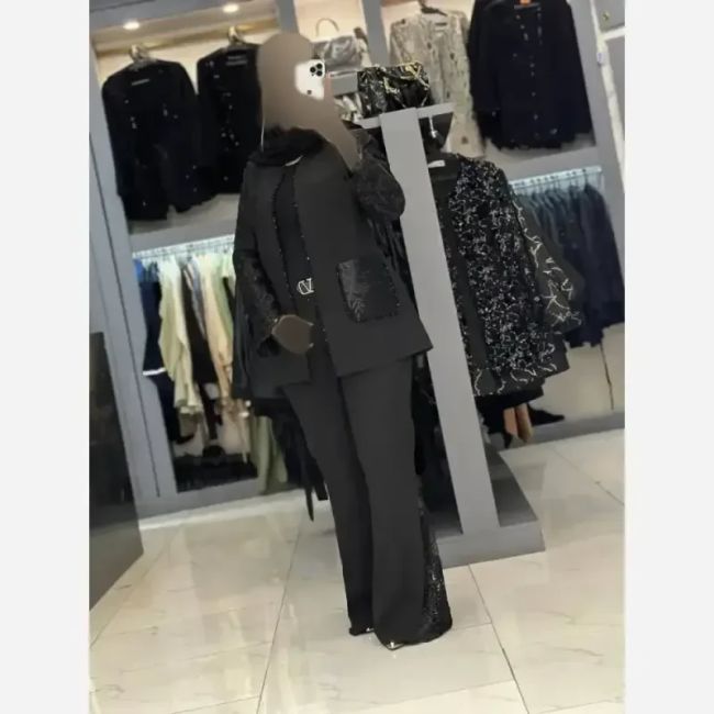 کت تک مجلسی زنانه مدل دلربا جنس مازراتی دبل رنگ مشکی