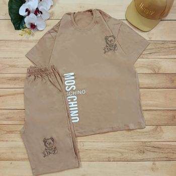 تیشرت شلوارک پنبه دخترانه و پسرانه مدل Moschino سایز 60 و 65