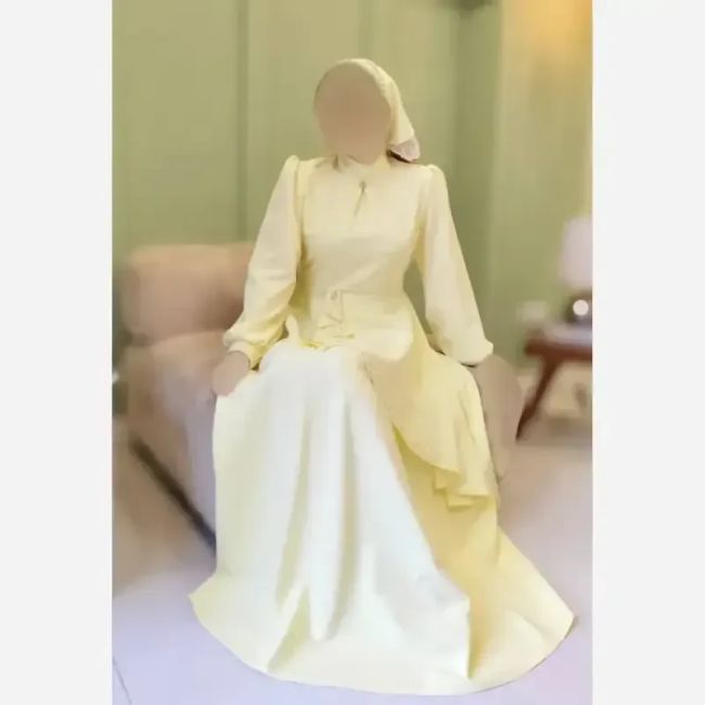 پیراهن مجلسی زنانه کرپ مازراتی مدل ستاره به همراه تل اسکارف و سنجاق یقه