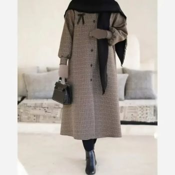 مانتو زنانه ریما پاییزه مدل جرجینا قد 130 رنگ مشکی کرم نسکافه ای سایز 1 و 2
