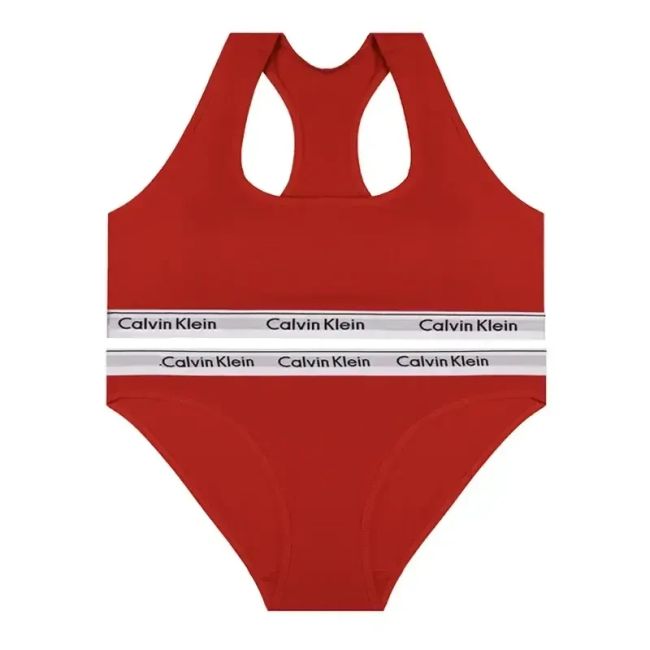 ست نیم تنه و شورت زنانه ورزشی کش اسپرت نخی پنبه ای کاپ متحرک Calvin Klein