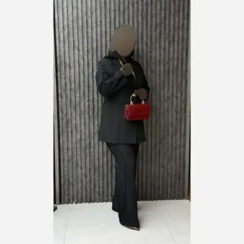 کت شلوار مجلسی زنانه میترا پارچه مازراتی دبل رنگ مشکی