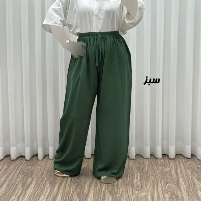 شلوار نخی زنانه راحتی فری سایز مناسب تا سایز 50 قد 107