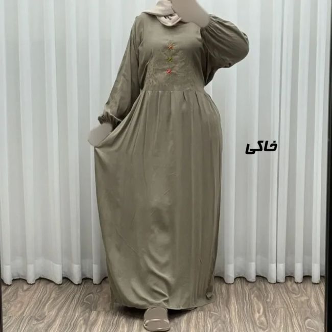 پیراهن ساحلی نخی گلدوزی شده زنانه و دخترانه فری سایز تا 46 با کمربند