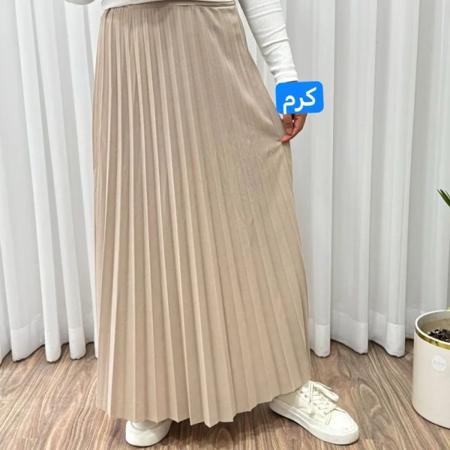 دامن پلیسه زنانه جودون گرم بالا فری سایز (36 تا 46) بدون آستر 6 رنگ