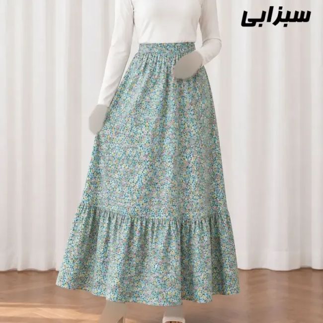 دامن زنانه نخی پارچه خارجی فری سایز مناسب تا سایز 52