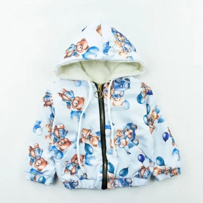 سویشرت دخترانه تدی آبی پارچه شمعی داخل خز