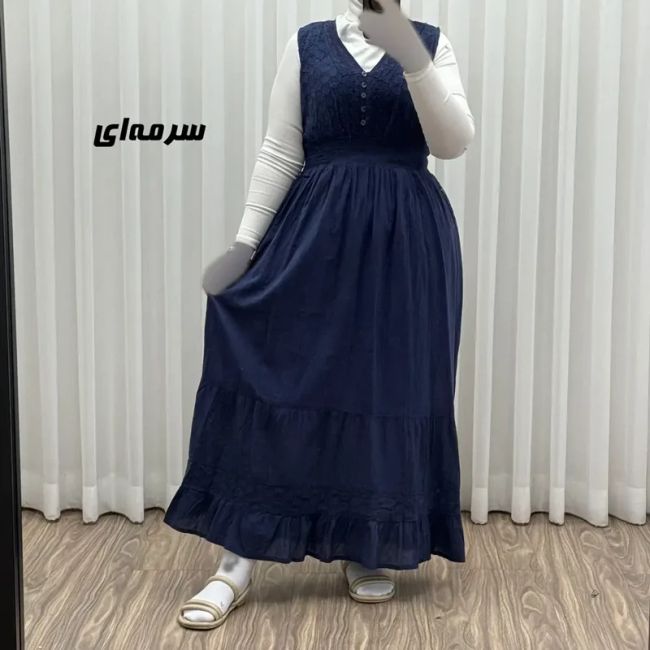 پیراهن ساحلی زنانه مدل سلن جنس نخ تافته سنگشور فری سایز آستردار
