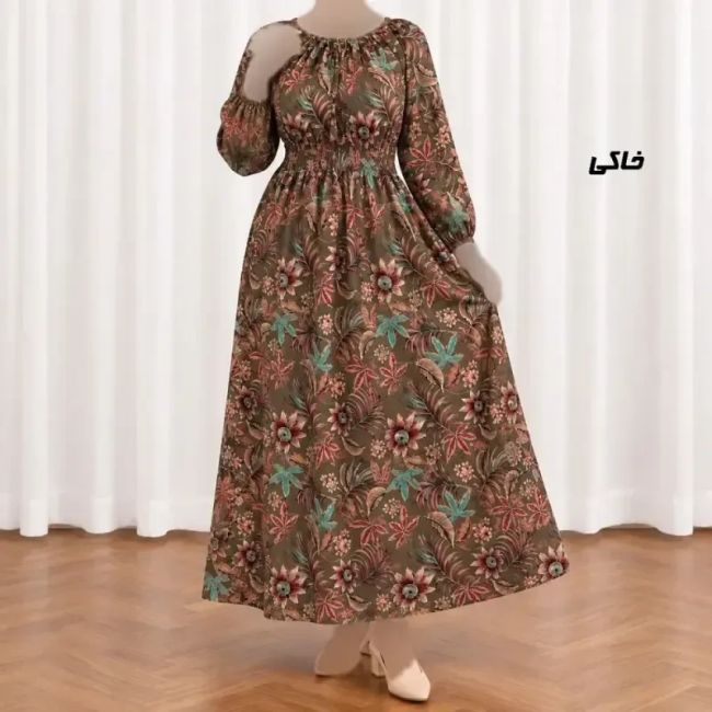 پیراهن ساحلی زنانه کش دار نخی فری سایز مناسب تا 48