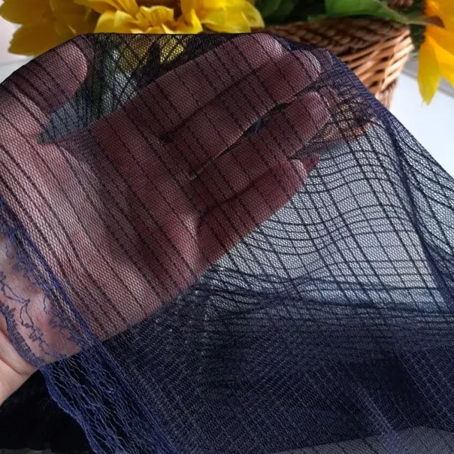 مینی اسکارف تل دار تور دیپلمات سه رنگ مشکی قهوه ای سرمه ای دور دانتل دوزی شده