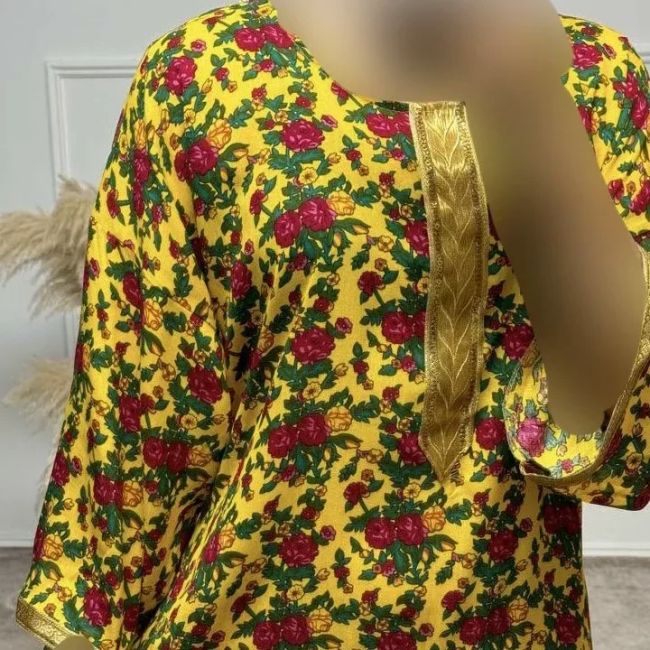 پیراهن ساحلی زنانه ترکمنستان طلاکوب گل ریز فری سایز تا 54 جنس نخی چهارفصل شیک