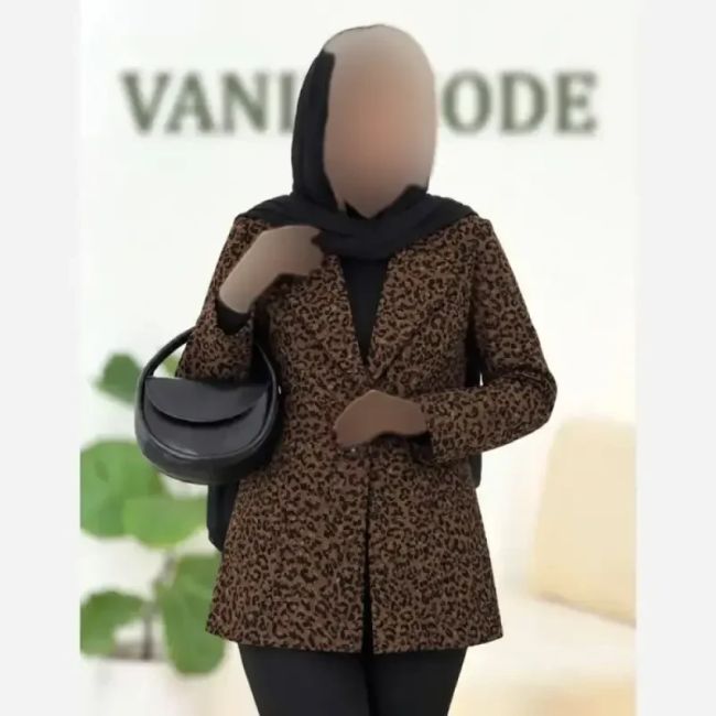 کت تک زنانه طرح پلنگی جنس کتان درجه یک