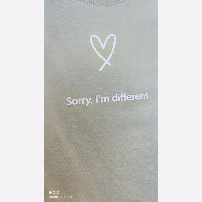 ست تیشرت و شلوارک دخترانه طرح Sorry I'm different نخی و پنبهای سایز 40 تا 55