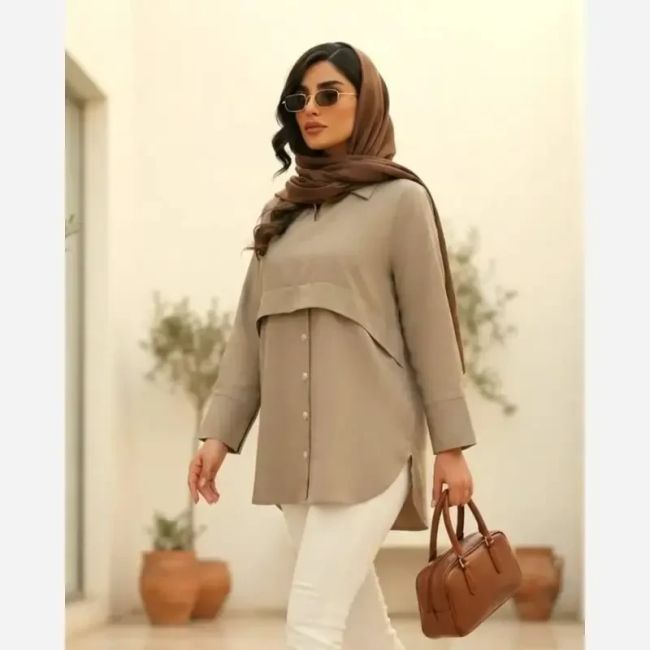 تونیک زنانه لینن مدل پری سایز 38 تا 48