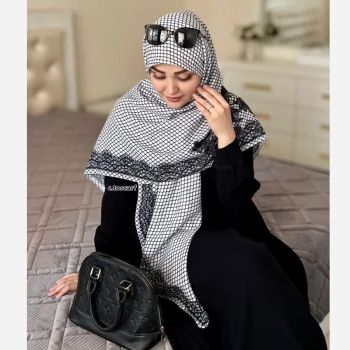 روسری نخی کاستوم طرح گیپور سایز 140 در 140