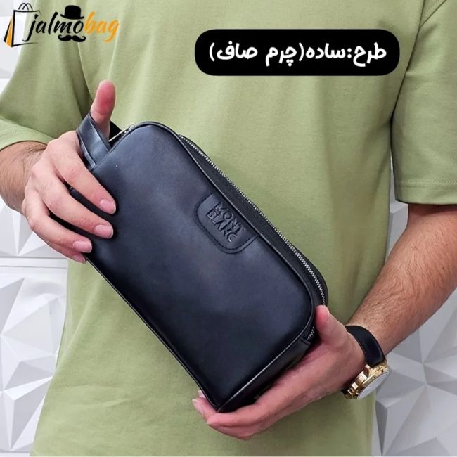 کیف دستی مردانه چرم صنعتی ضخیم دو خانه بند دستی