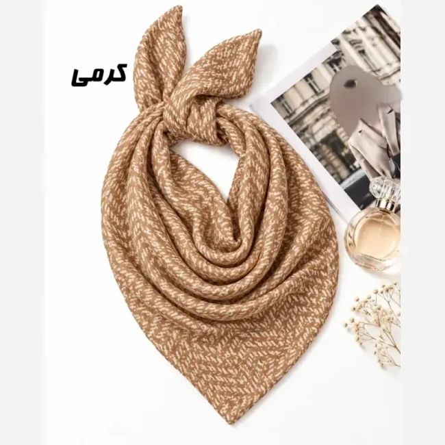 مینی اسکارف طرحدار نخی قواره 65 در 65 مناسب روزمره