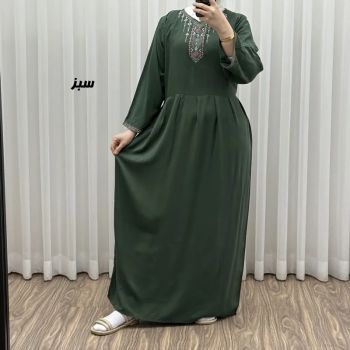 پیراهن ساحلی نخی زنانه مدل آتریسا فری سایز مناسب تا سایز 48 بهمراه کمربند