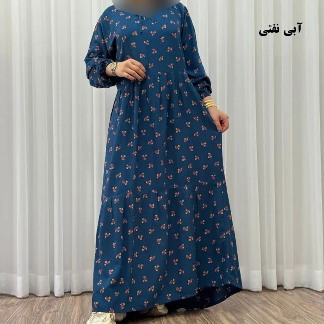 پیراهن ساحلی زنانه گلریز نخی فری سایز تا 48 آیدایی کمربند دار شیک و راحت چهارفصل