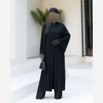 مانتو عبایی کرپ کاملیا مدل هیفا قد 125 سایز 40 تا 54