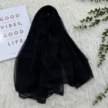 شال حریر دور دانتل مدل عدسی قواره 200 در 75 سانتیمتر