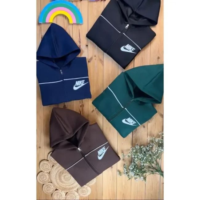 سوییشرت اسپرت نایک کلاه دار حوله ای مناسب 8 تا 14 سال با سایز 55، 60 و 65
